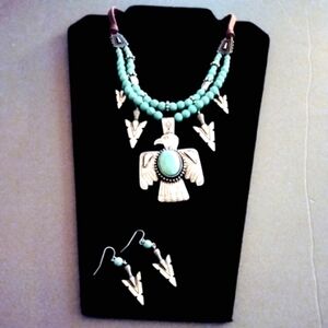 Statement Thunderbird Pendant Necklace and Earrings Set